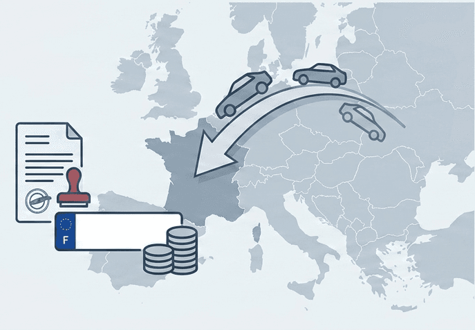 Illustration importation et immatriculation d'un véhicule étranger en France